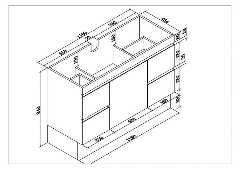 Free Standing Bathroom Vanity Base 7 Drawers